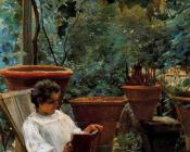 Jardin, mujer leyendo - 伊格纳西奥·狄亚兹·奥拉诺